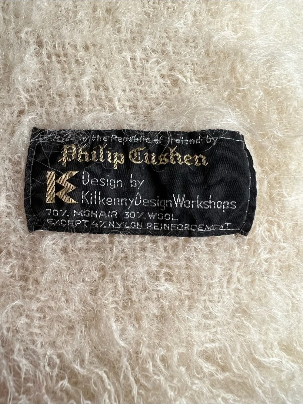 Philip Cushen Kilkenny design workshop Ireland 70% mohair beige throw blanket